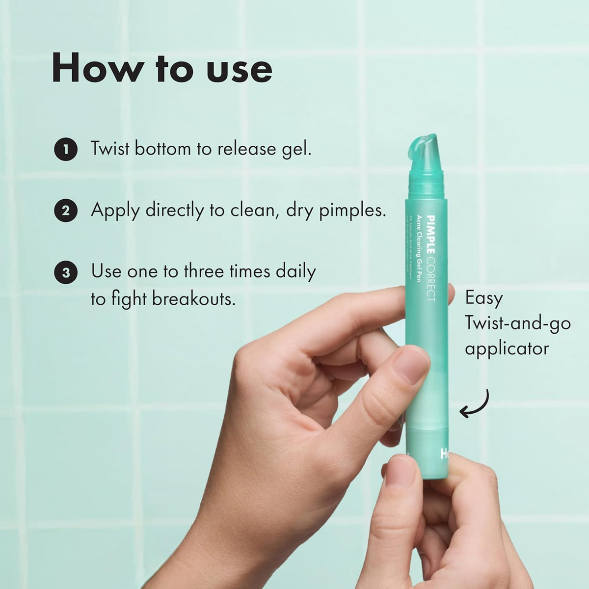 Hero Cosmetics Pimple Correct Acne Clearing Gel Pen - Gentle Reaction-Free Acne Pen for Daily Confidence, Derm-Tested Maximum Strength