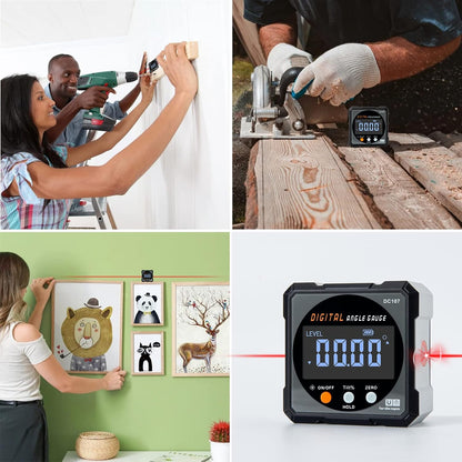 HERRMILL Digital Angle Finder with Dual Laser - Job Site Measuring Companion for Contractors, IP67 Waterproof Magnetic Level Box