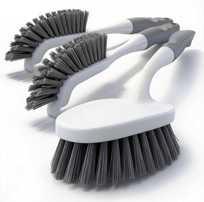 high-density stiff bristle head for heavy-duty scrubbing on tough grime and grout