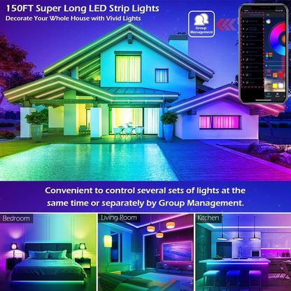 HiLighting 100FT Bluetooth LED Light Strips Plug In Power – No Battery, No Overheat, Family Safe Decorative Lighting for Living Room