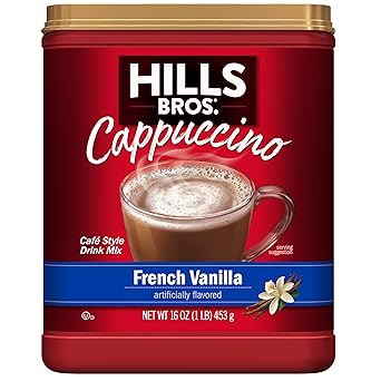 Hills Bros. Instant Cappuccino Mix Sugar Free French Vanilla – Premium-Tasting Mocha-Style Drink, Creamy Finish in Every Cup