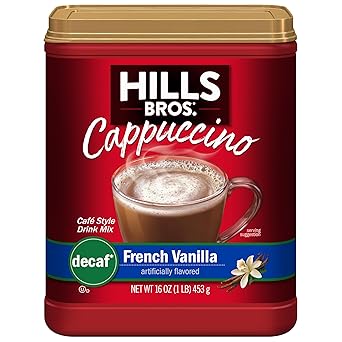 Hills Bros. Instant Cappuccino Mix Sugar Free French Vanilla – Premium-Tasting Mocha-Style Drink, Creamy Finish in Every Cup