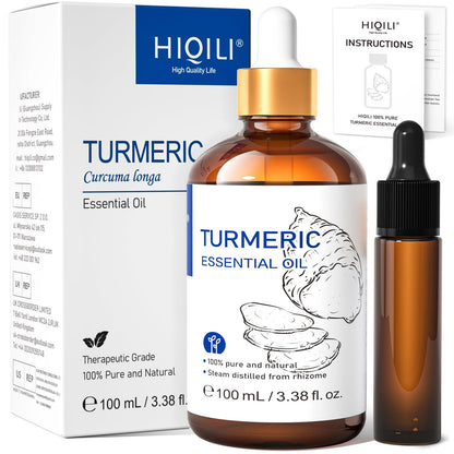 HIQILI 100ML Turmeric Oil for Face Skin Care, Aromatherapy,100% Pure, Use After Dilution- 3.38 Fl Oz
