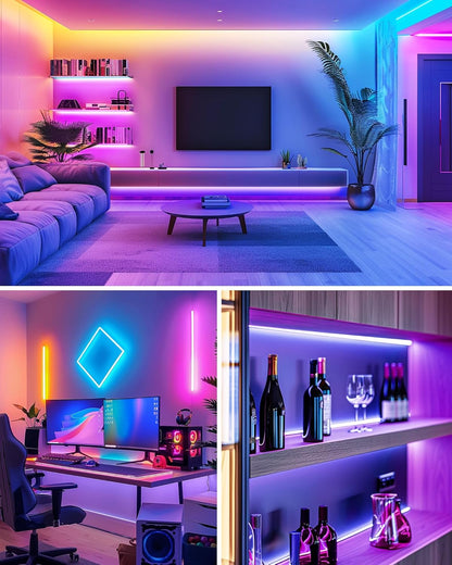 HitLights RGB LED Strip Light Kit with 19 Dynamic Modes for Home Aesthetic, Mood Lighting, and Holiday Party Decoration