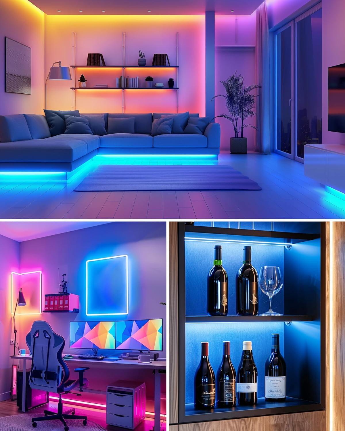 HitLights Small LED Strip Lights – Modern Home Atmosphere Lighting for Display Cases and Cabinets, 4-Pack 1ft Pre-Cut