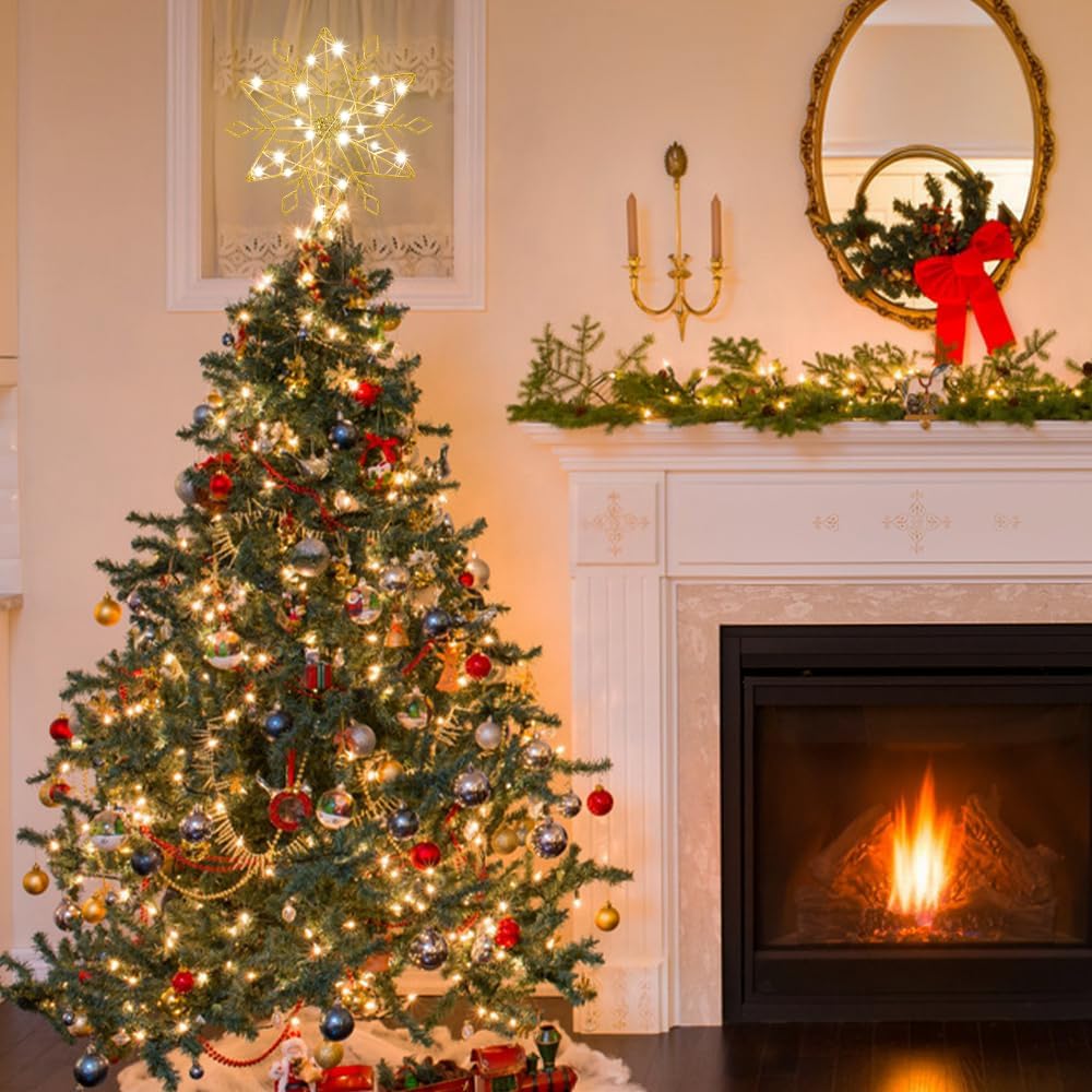 hogardeck Heirloom Quality Lighted Christmas Star – Elegant Battery Tree Topper for Upscale Holiday Tablescapes and Trees