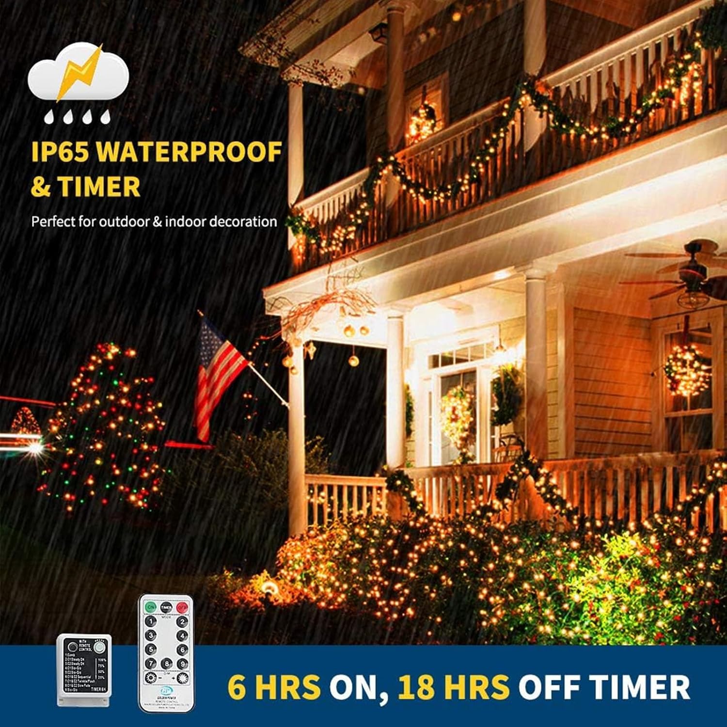 Holiday Bright Color Changing Lights for Playroom and Kids Room – 108ft Cool Touch LED Fairy Lights, 9 Modes