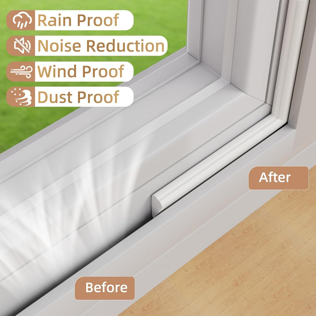 Holikin PU Foam Door Gap Filler – Patio Sliding Glass Frame Tape, Low Profile Wedge Design That Disappears Into the Surrounding Décor