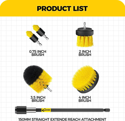 Holikme Drill Powered Scrub Brush Bundle – Streamline Weekend Cleaning Chores Across Bathrooms, Kitchens, and Garages