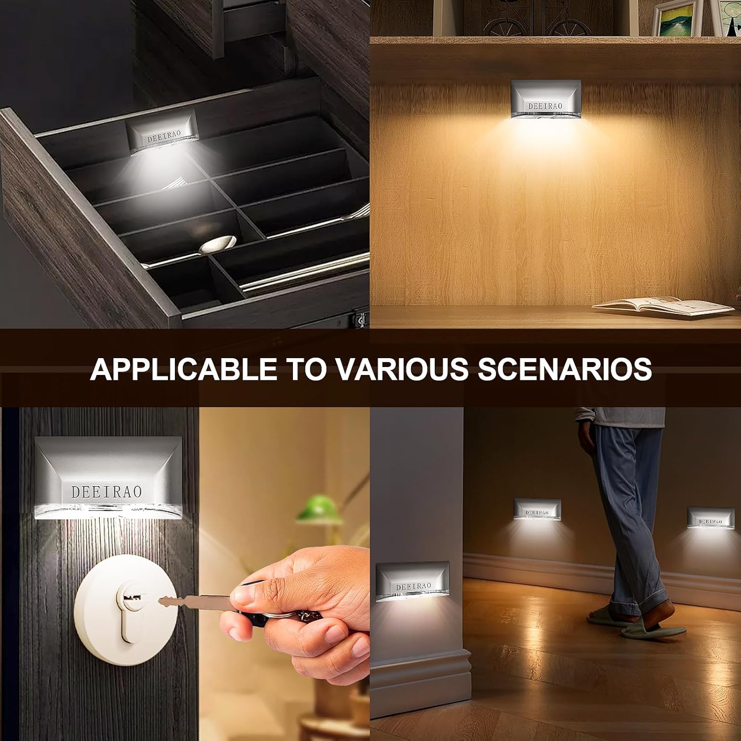 Home Keyhole Infrared PIR Wireless Auto Sensor Motion Detector LED Light Lamp – Tool-Free Adhesive Mount for a Less-Is-More Home