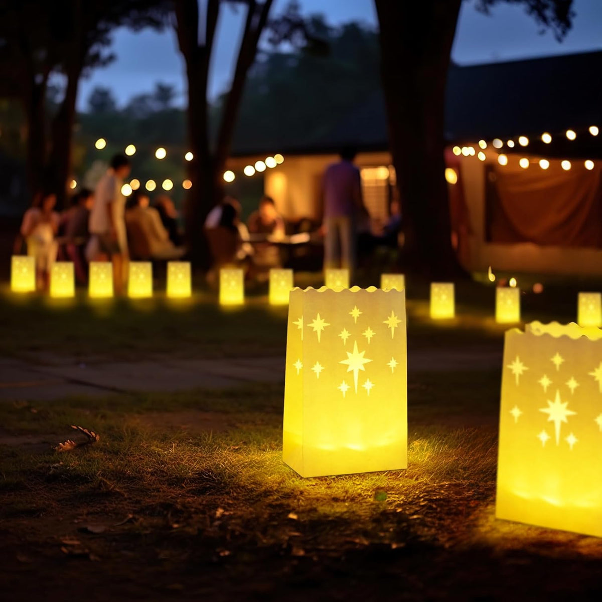 Homemory 24-Pack Star Luminary Bags with Cool LED Candles – Toddler Room and Playroom Mood Lighting