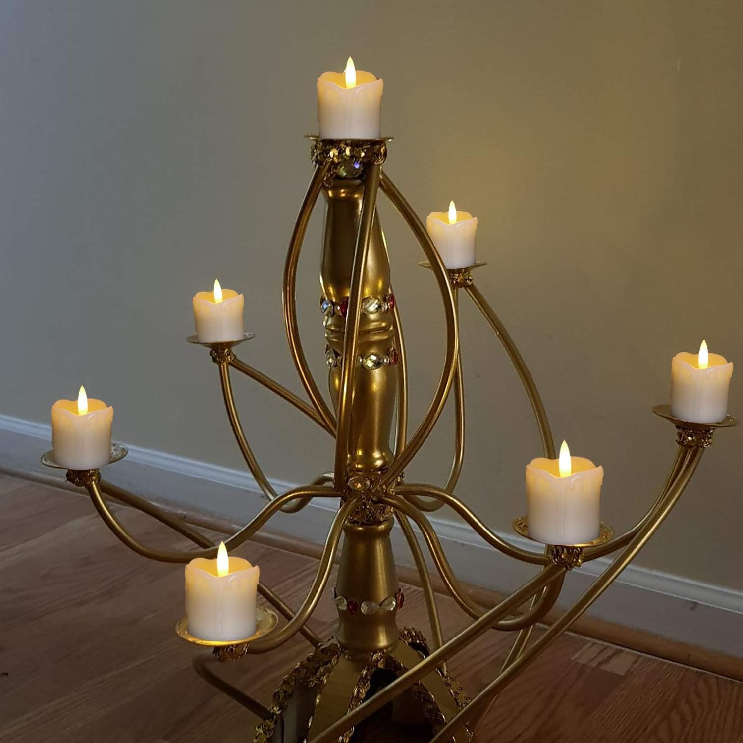 Homemory Crafted Black Wick LED Votive Candles Realistic Drip, Luxury Battery Set of 6 for High End Centerpiece and Mantel Styling
