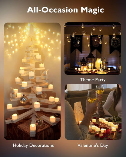 Homemory Flameless Tea Lights 48 Bulk – Neutral-Toned LED Votives for Japandi, Scandinavian & Less-Is-More Interior Styles