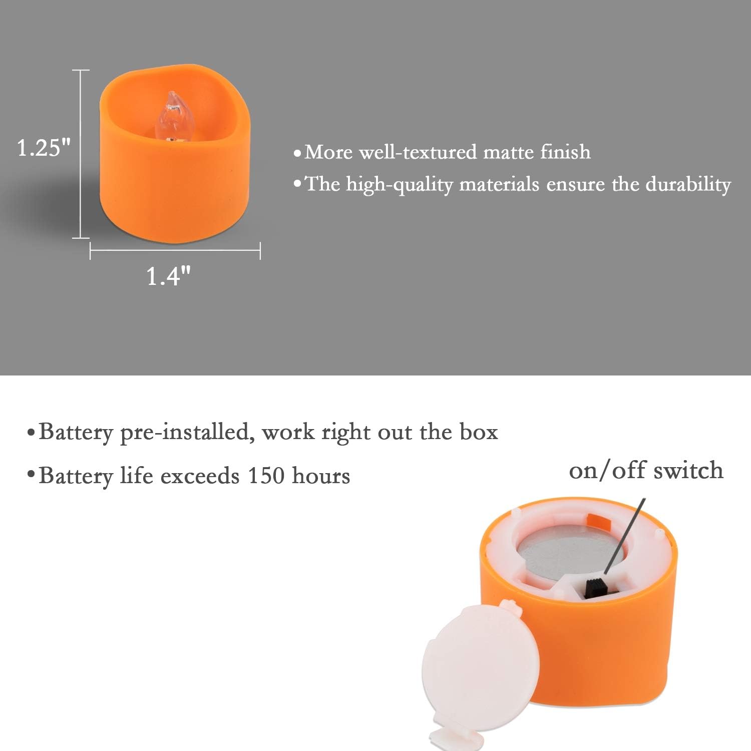 Homemory Mini Flameless Candles Orange 12 Count with Flicker — Pumpkin and Votive Holder Decor for Halloween Porches and Dining Room Tables