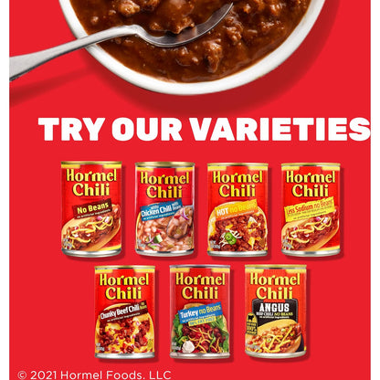 Hormel Chili No Beans – Game-Day Cookout Topping for Hot Dogs, 19 oz Portable Can