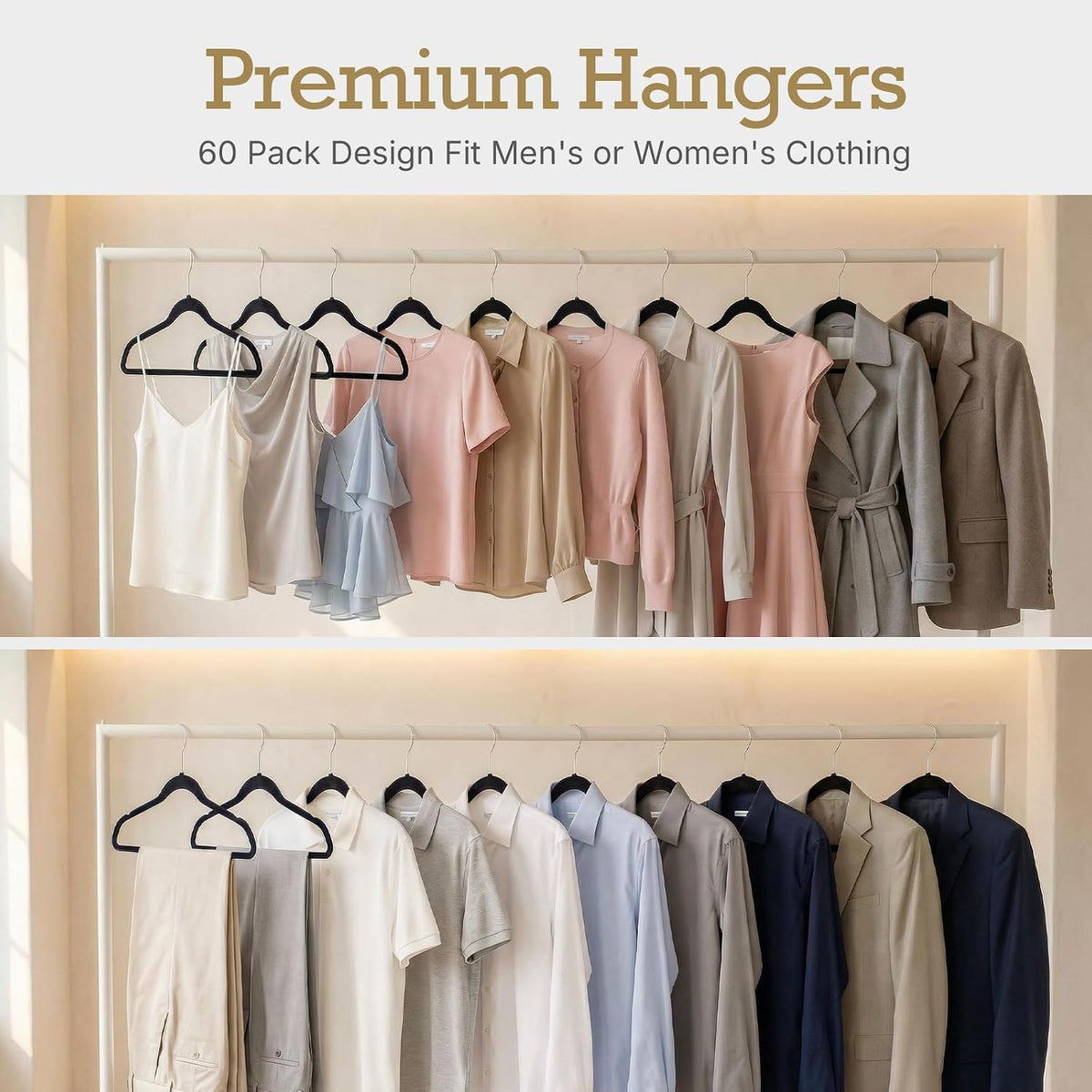 HOUSE DAY Non-Slip Velvet Hangers – Family-Friendly Hanging Solution for Playroom Wardrobes