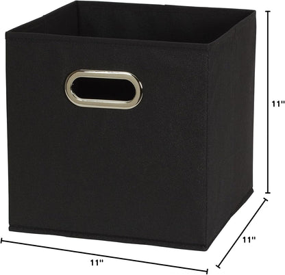 Household Essentials 11 Inch Storage Bins with Grommet Handle – Designer-Friendly Organizer for Open Shelving
