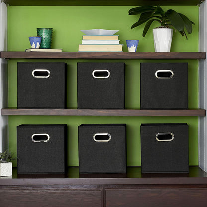 Household Essentials 11 Inch Storage Bins with Grommet Handle – Designer-Friendly Organizer for Open Shelving