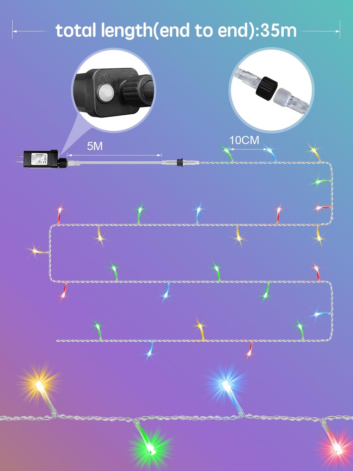 Housewarming Gift Fairy Lights 100FT Plug in Multicolor, Cozy LED String for Friend and Family