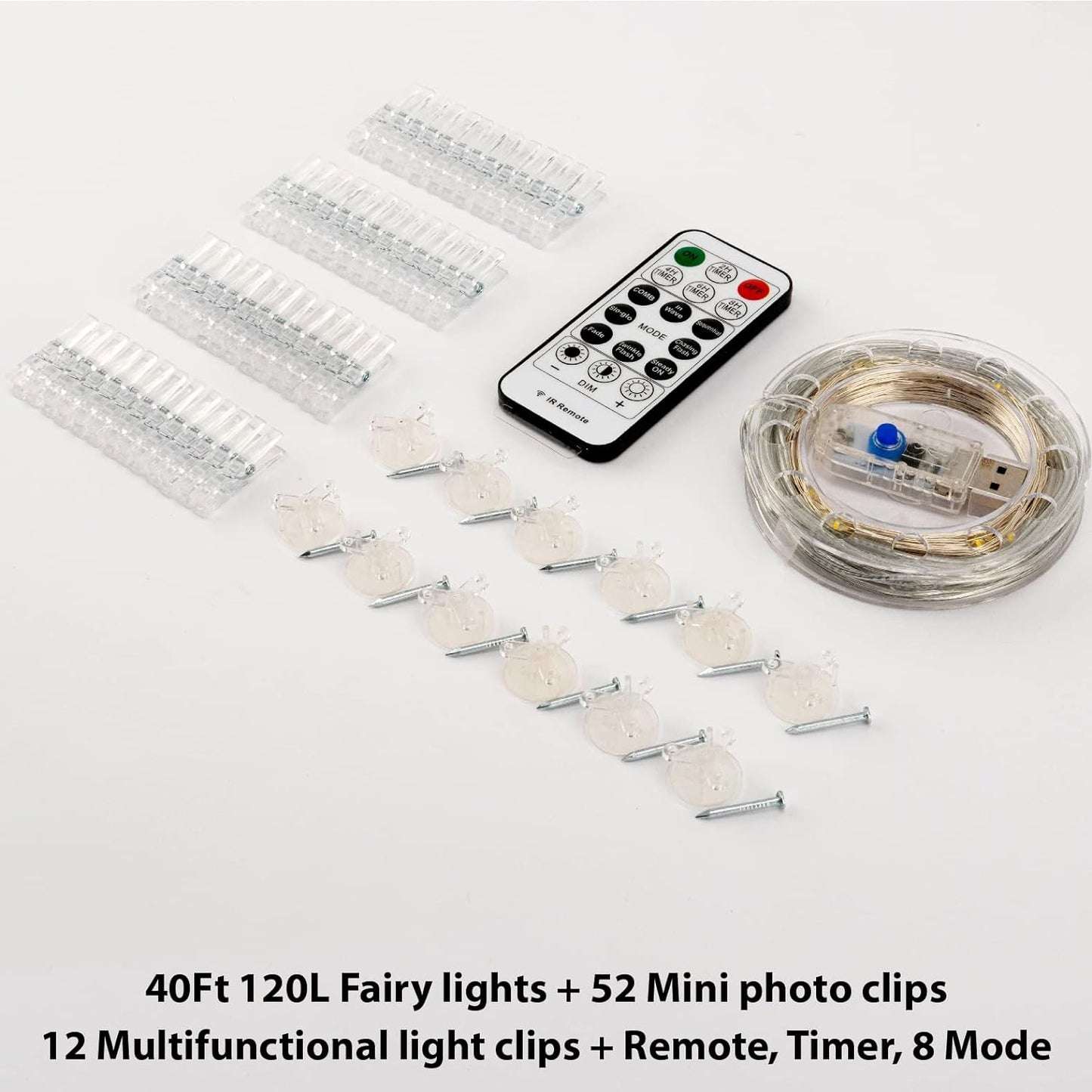 HXWEIYE 40ft Single-Strand LED String – Clean Minimalist Lighting with Clipped Memories Along One Quiet Line