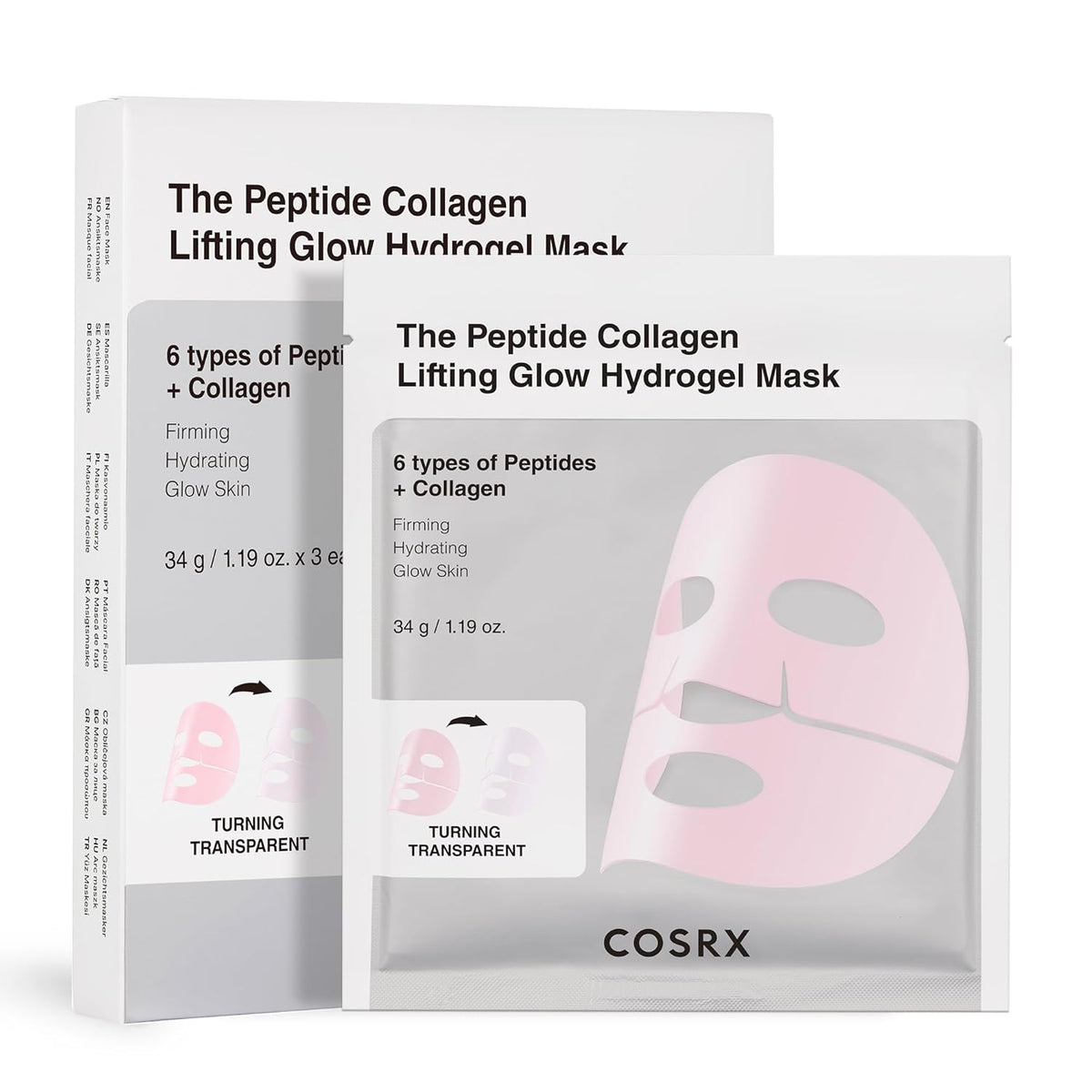 hydrogel sheet mask that turns transparent during use to visually signal absorption