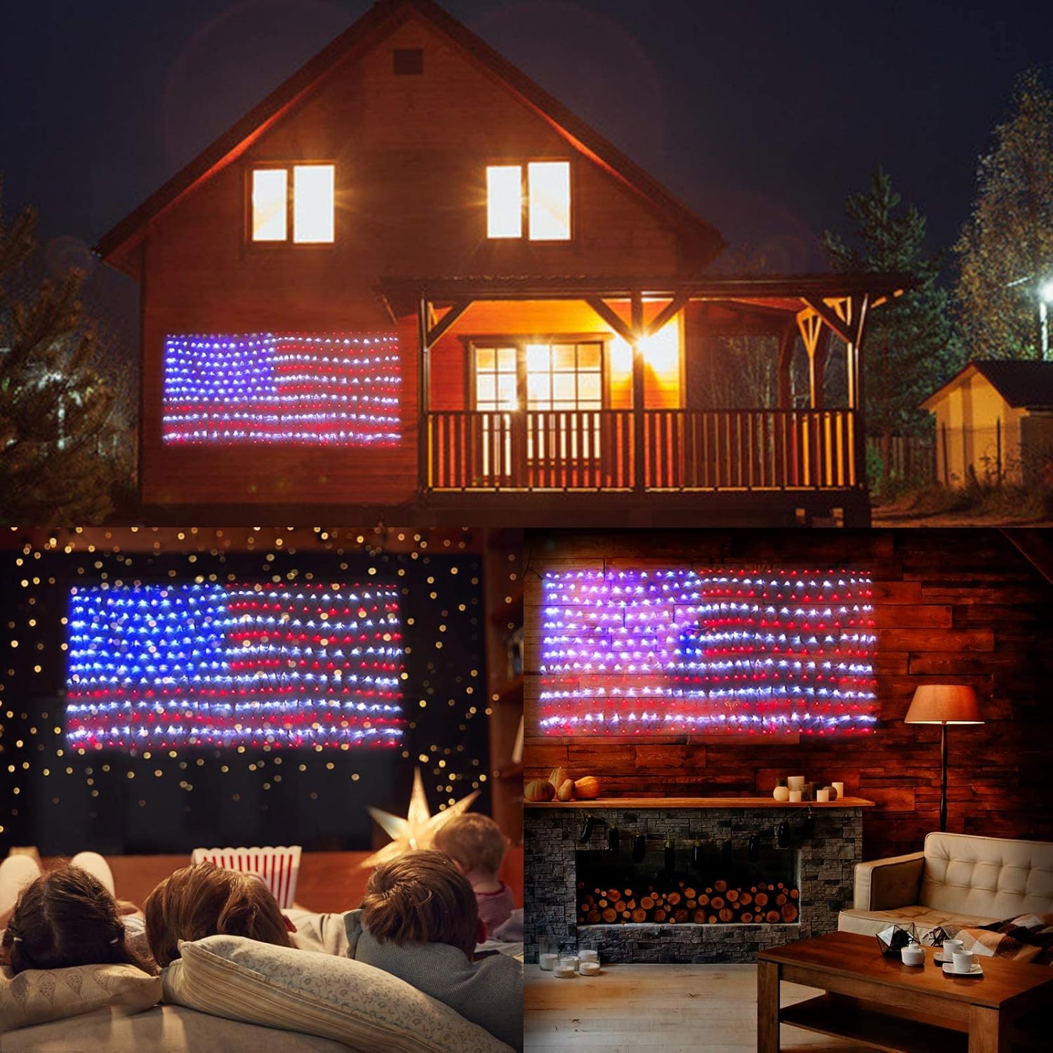HYH 420 LED American Flag Net Light – Year-Round Patriotic Home Decor for Dining Room, Den, and Home Office