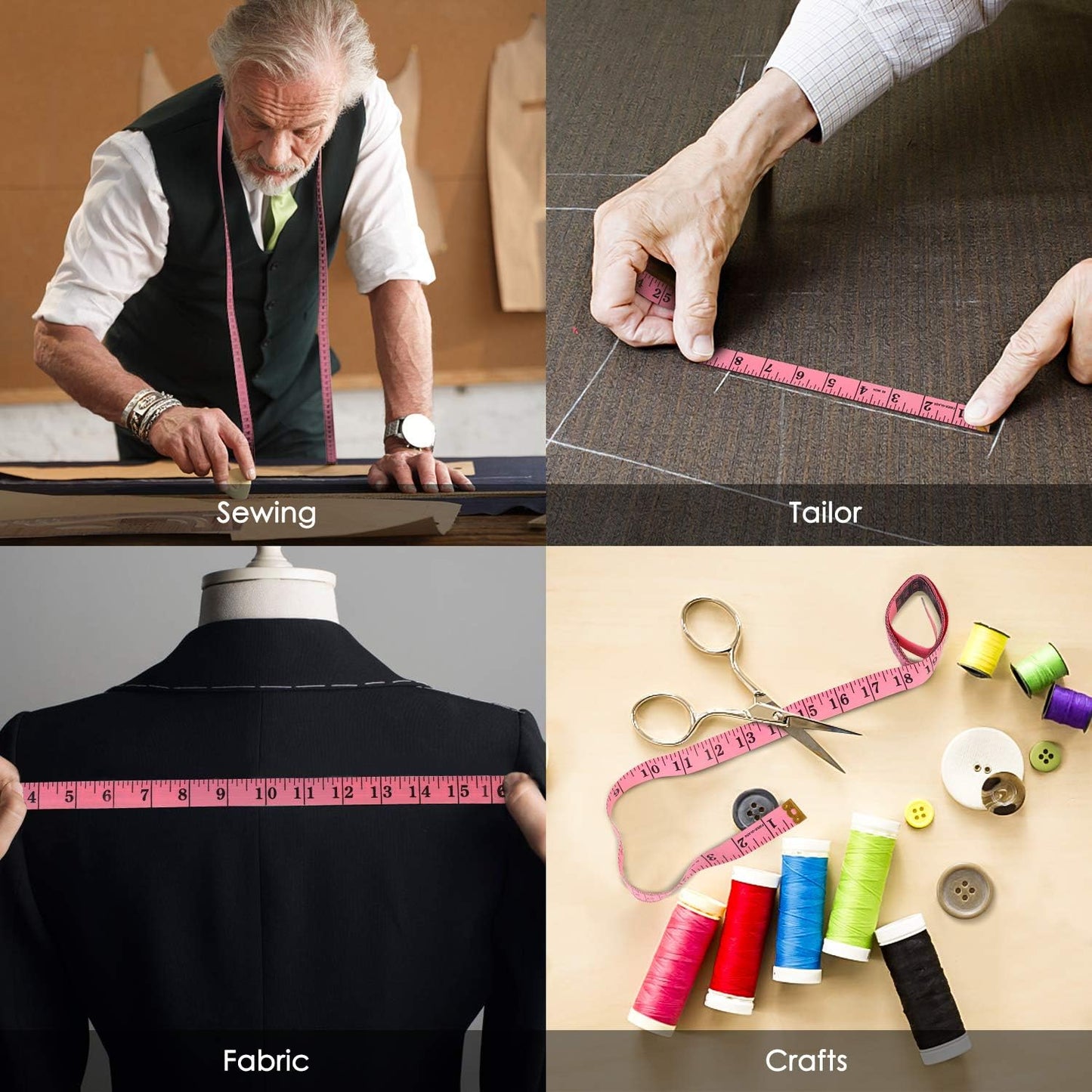 iBayam Pink and Black Tape Measure Bundle – Valentine's Day Gift Idea for the Seamstress in Your Life