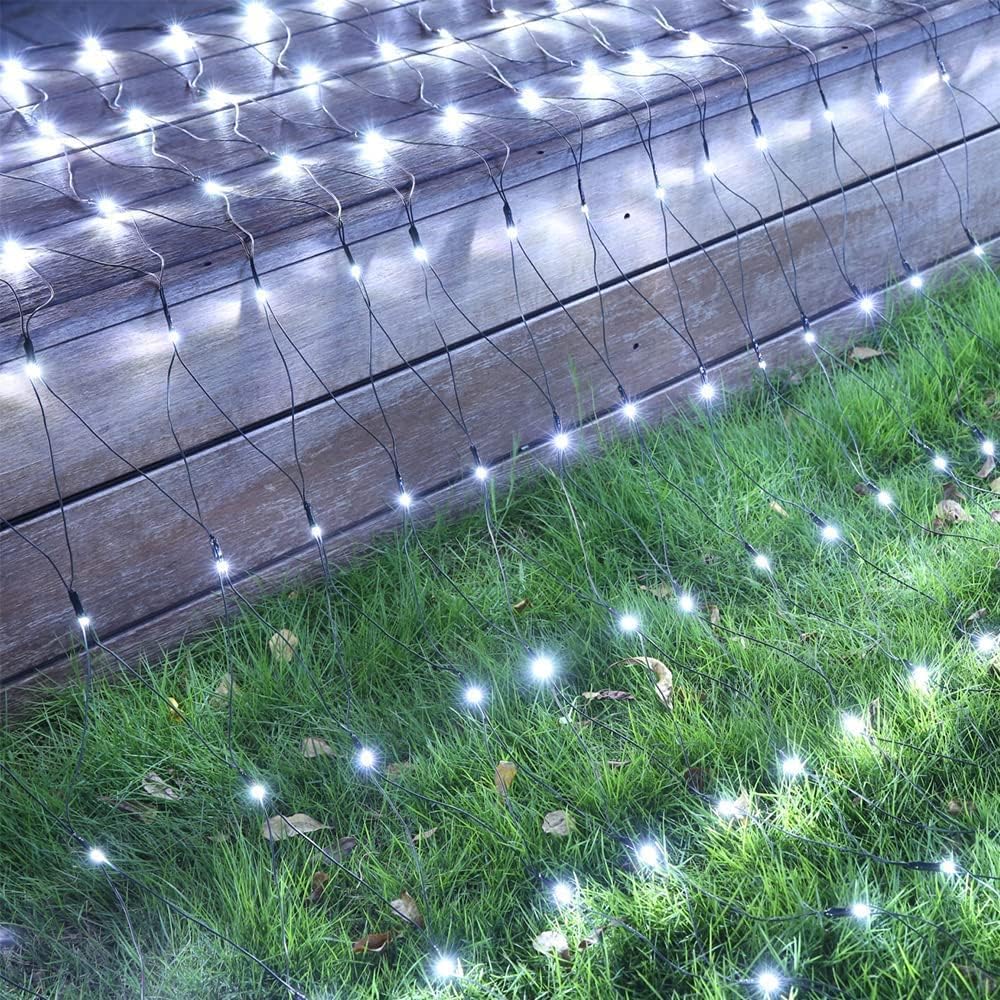 iBaycon 4ft x 6ft Warm White Mesh Lights – Elegant Indoor String Net for Fireplace Mantel, Staircase Railings, and Living Room Glow