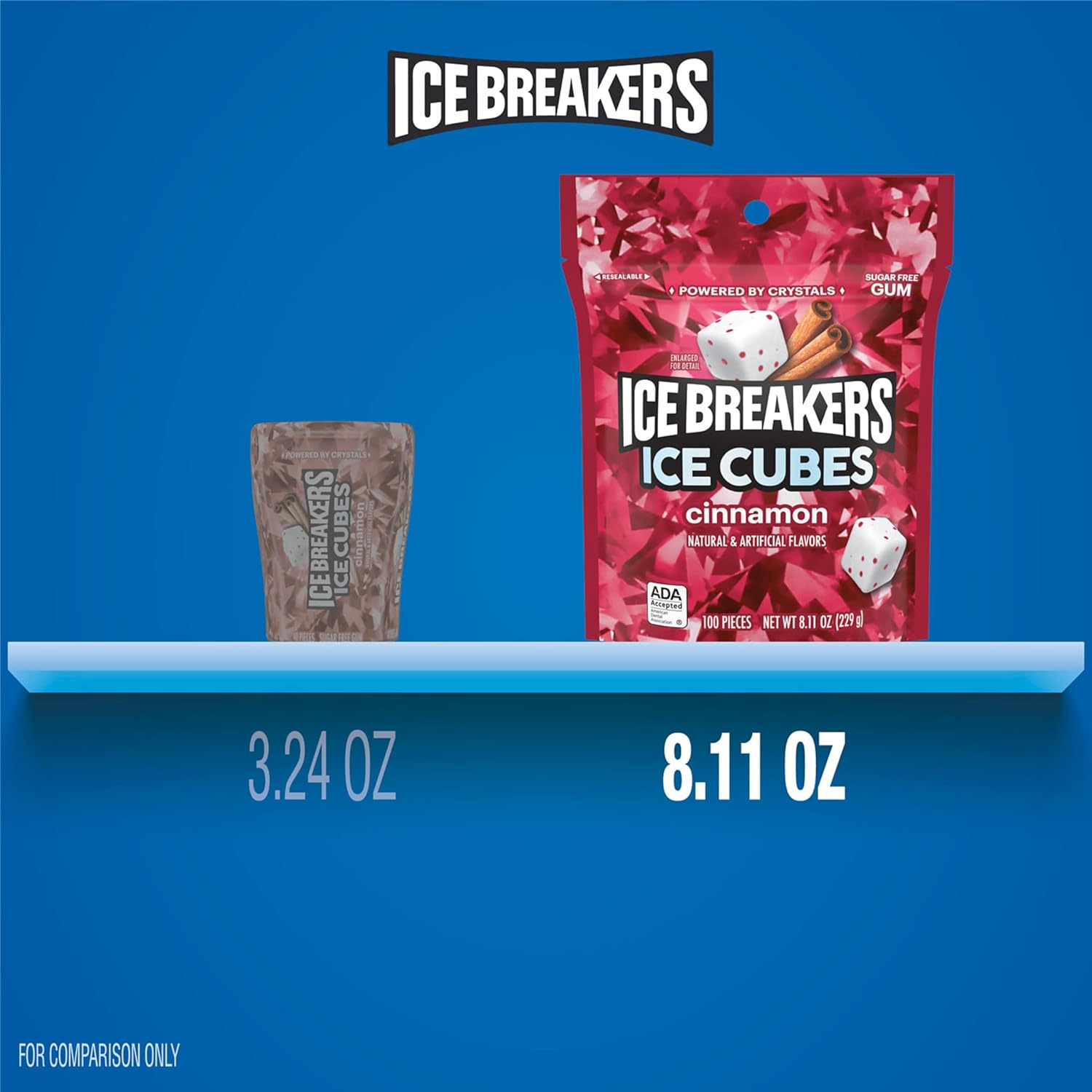 ICE BREAKERS Ice Cubes Cinnamon Sugar Free Chewing Gum Pouch – Practical Housewarming Gift for Coworkers, Friends, and the Person Who Has Everything