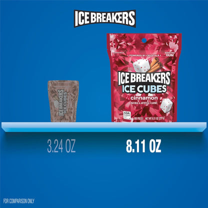 ICE BREAKERS Ice Cubes Cinnamon Sugar Free Chewing Gum Pouch – Practical Housewarming Gift for Coworkers, Friends, and the Person Who Has Everything