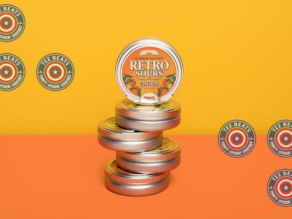 Iconic Candy Retro Sours Hard Tangy Candy Tin – Sour Candy Challenge Snack for Gaming Sessions, Citrus Flavor