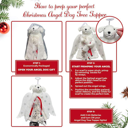 iHeartDogs Angel Tree Topper – White Plush Holiday Decor for a Cozy Pet-Friendly Home Aesthetic
