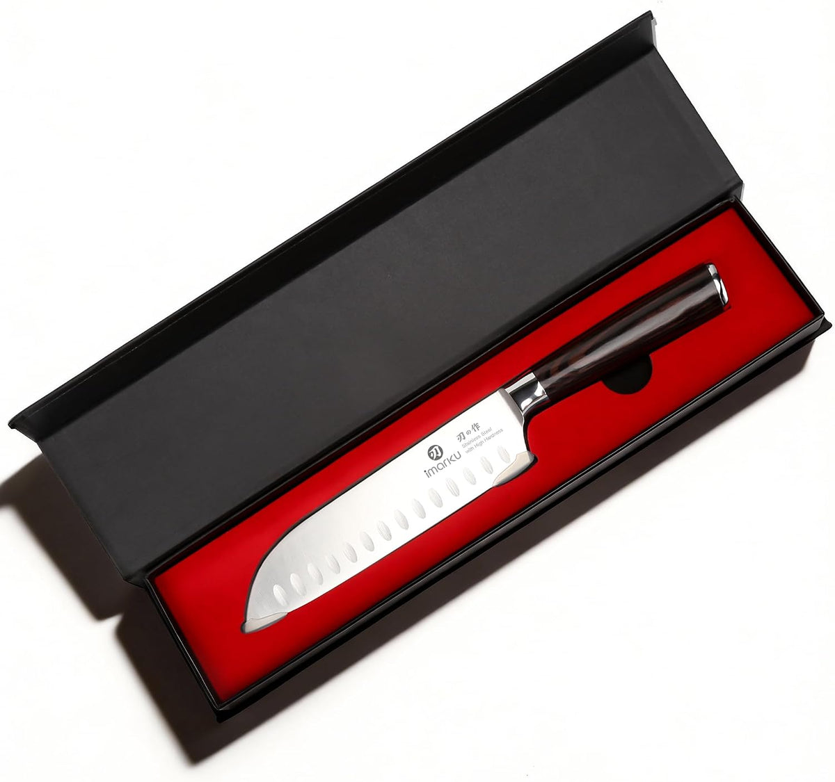 imarku Santoku Knife 7 Inch – Reduce Wrist Fatigue During Long Prep Sessions, Ergonomic Pakkawood Handle