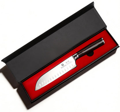 imarku Santoku Knife 7 Inch – Reduce Wrist Fatigue During Long Prep Sessions, Ergonomic Pakkawood Handle
