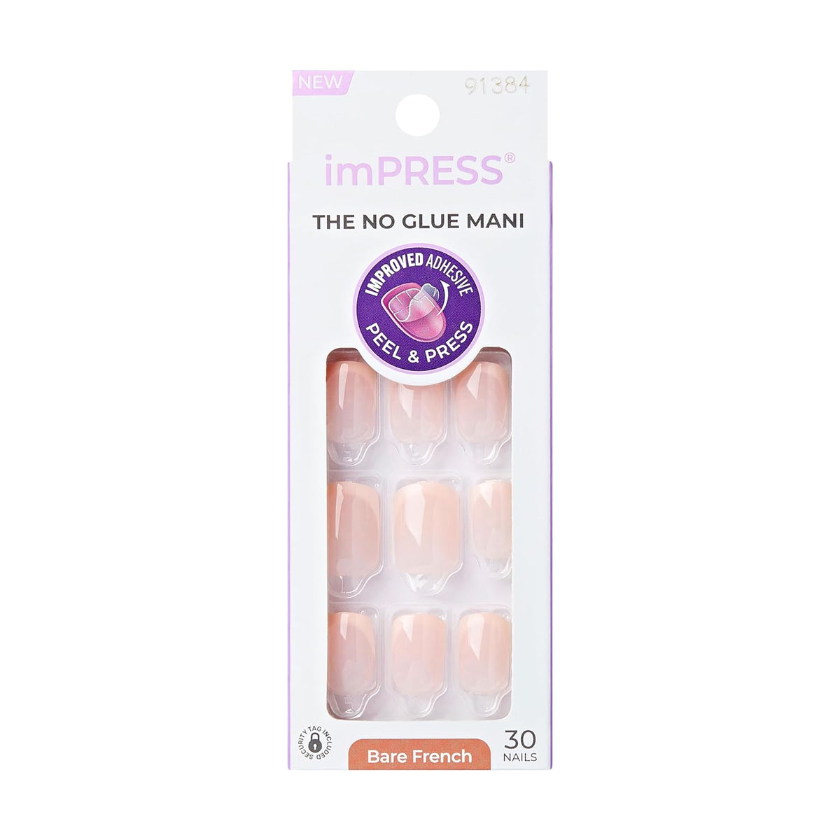 improved no-glue adhesive backing on every nail for peel-press-go application
