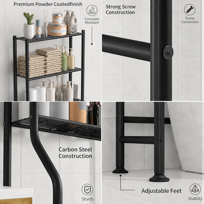 included side hooks and integrated toilet paper roll holder