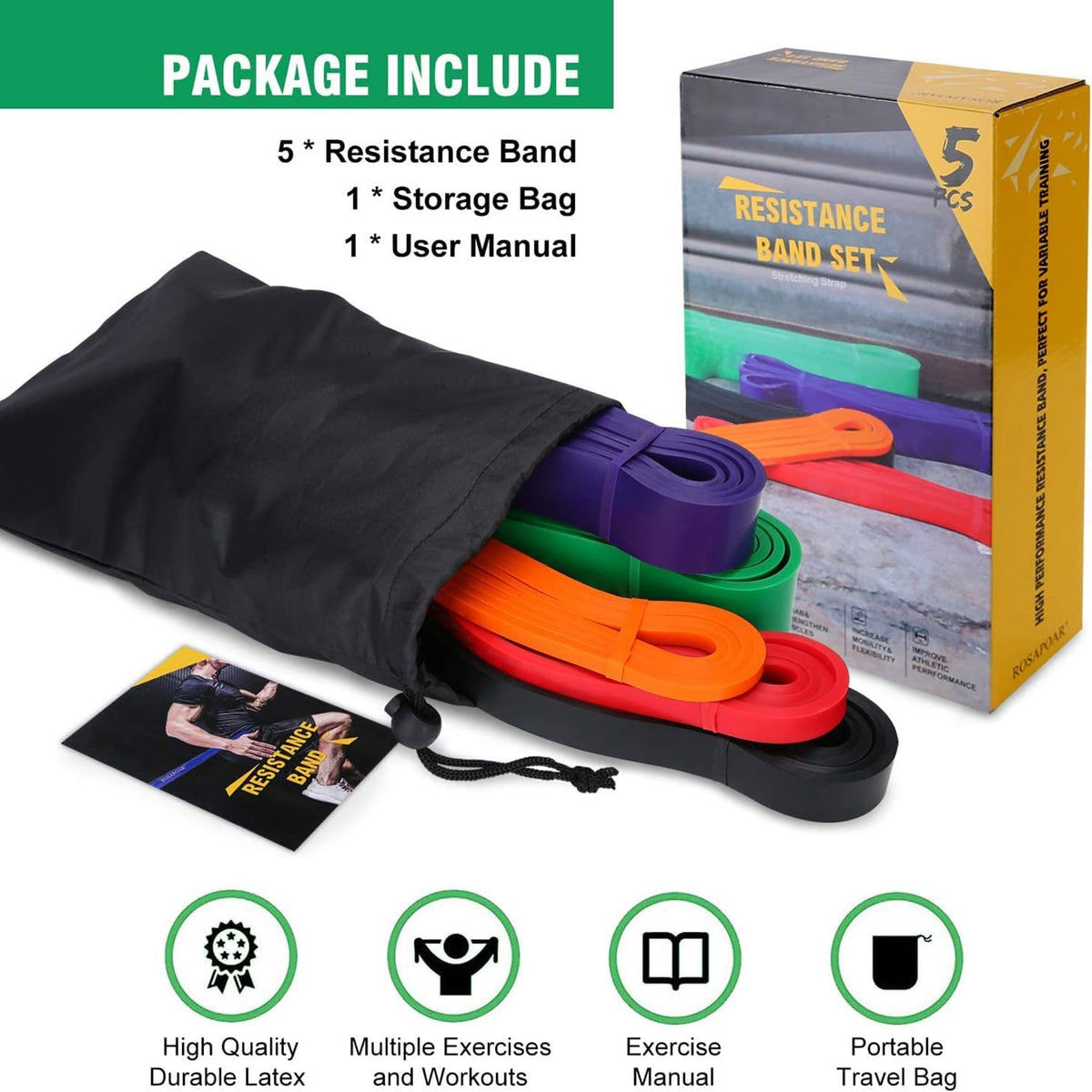 includes carrying bag and printed workout guide for immediate use out of the box