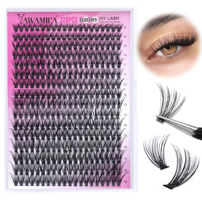 Individual Lashes 320pcs Lash Clusters 40D 9-16mm Mix DIY Lash Extension D Curly Eyelash Clusters Eyelash Extension Wispy Cluster Lashes DIY for Self Application by Yawamica (40D-0.07D, 9-16mix)