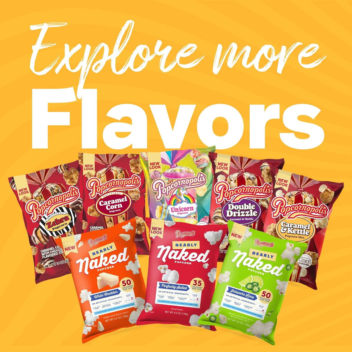 individual single-serve pouches sized for one-handed snacking and easy sharing