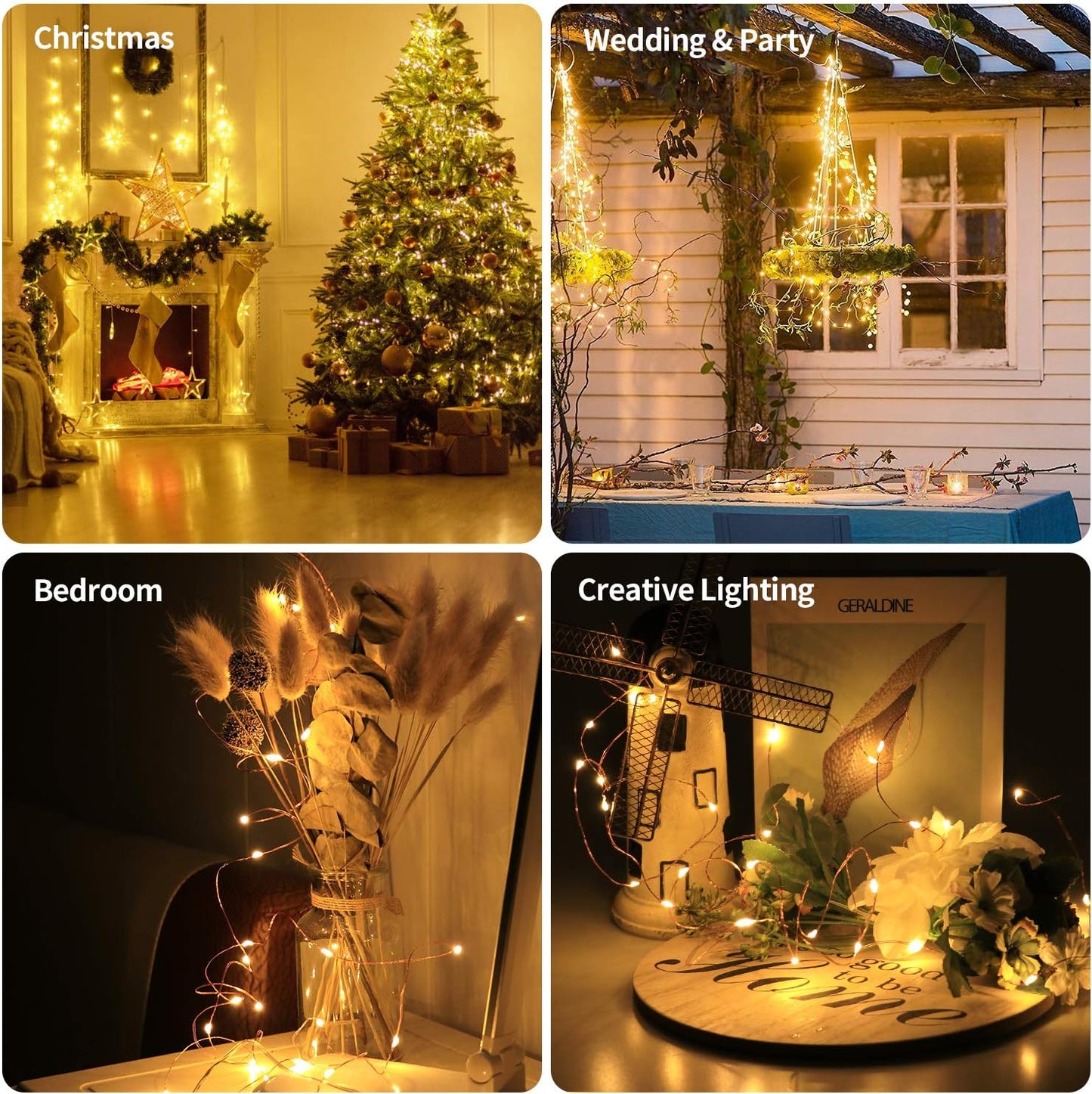 innolife Copper Wire String Lights 6 Pack – Clean Aesthetic Home Lighting with Wireless Battery Operation and Timer