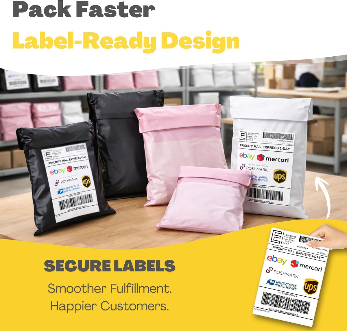 integrated external label pouch for protected shipping label placement