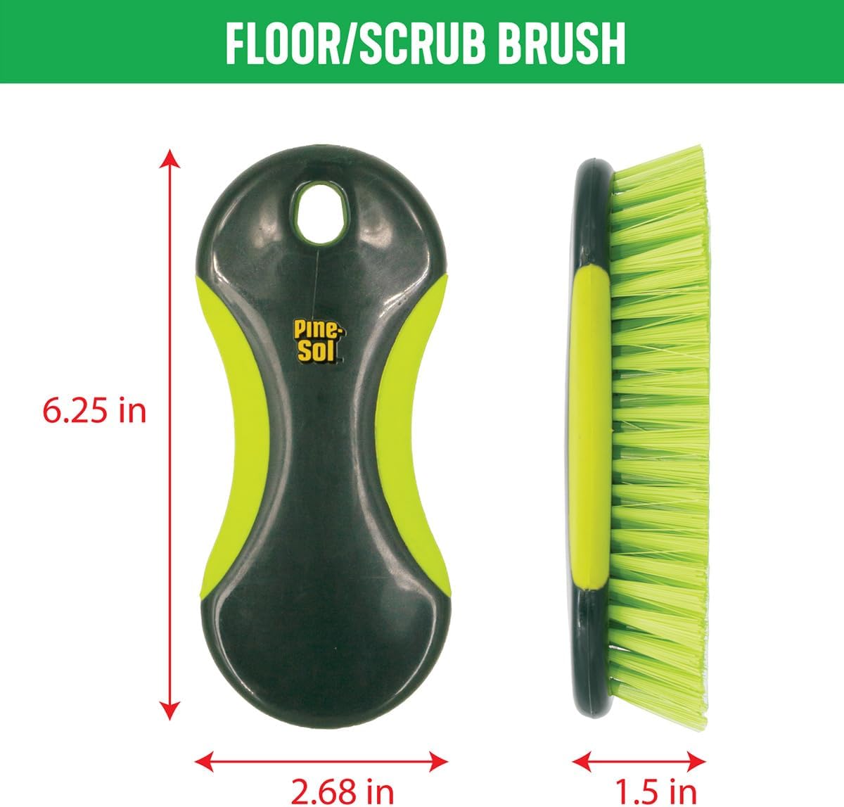 integrated scraper edges on round and square head brushes for tough residue