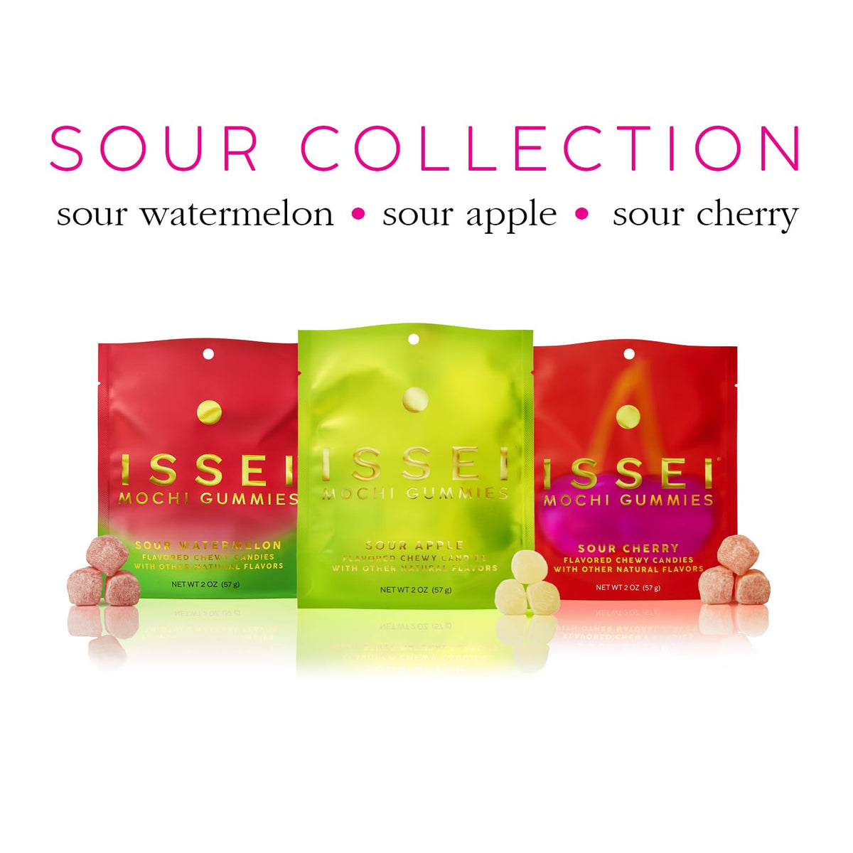 ISSEI Sour Cherry Mochi Gummies | Mindful Midday Treat | Gluten-Free Japanese Candy