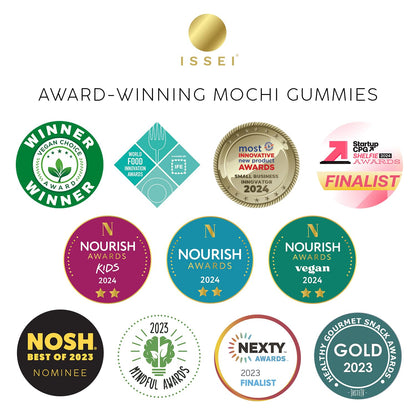 ISSEI Strawberry Mochi Gummies Chewy Candy – Nut-Free and Dairy-Free Road-Trip Snack for Families