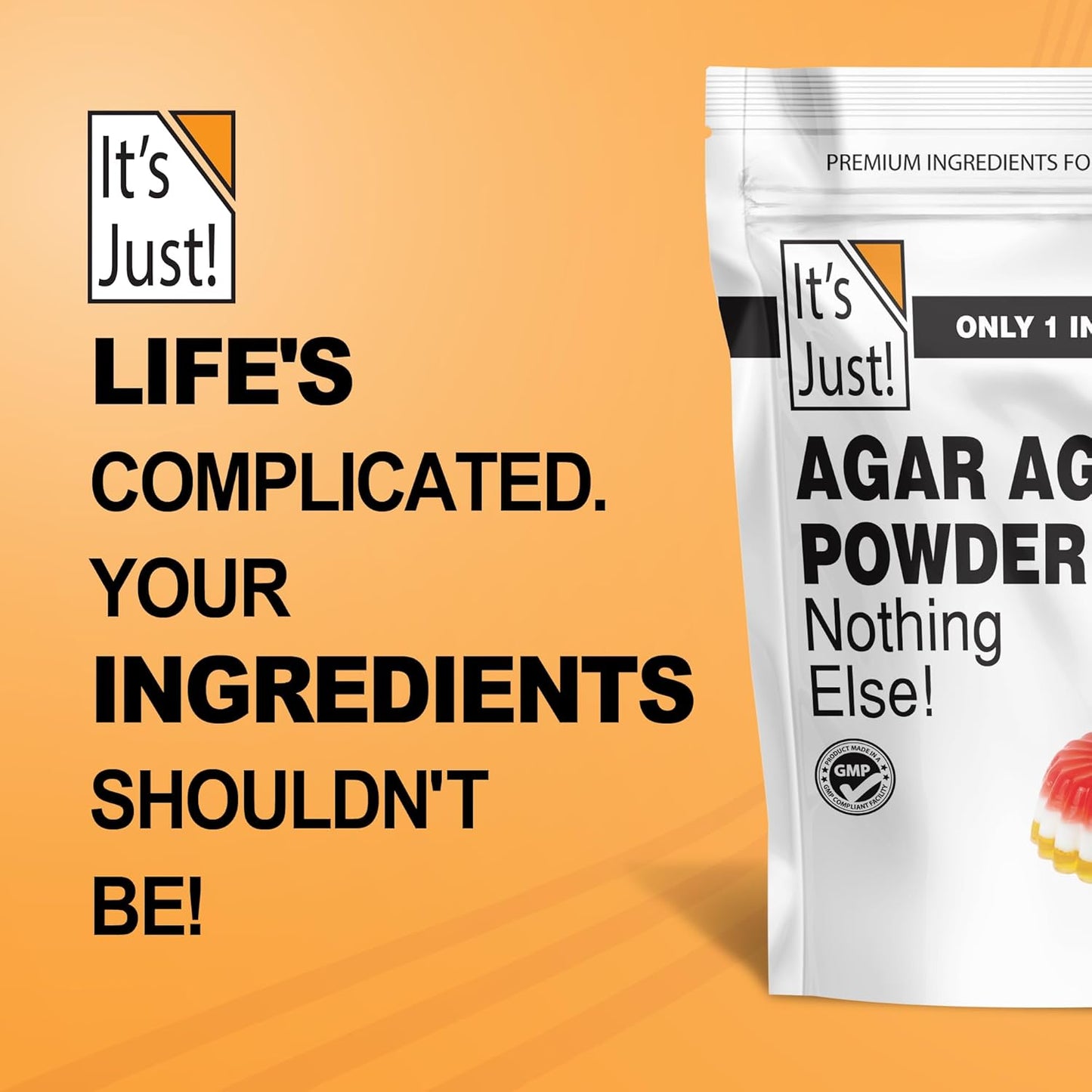 It's Just - Agar Agar Powder 6oz One Jar Agar Powder for Intentional Simple Living and Clean Recipe Design