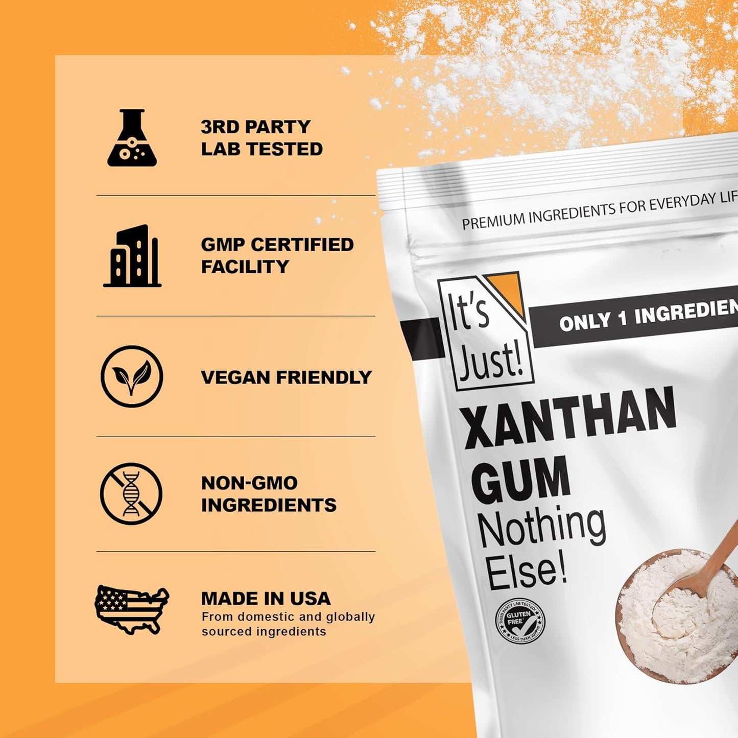 It's Just - Xanthan Gum for Backcountry Meal Prep, Travel-Friendly Resealable Thickening Pouch