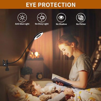 iZELL Children's Clip Light for Bedtime Reading – Adjustable Warm & Cool Color Modes, Touch Dimmer, No Flame, No Heat