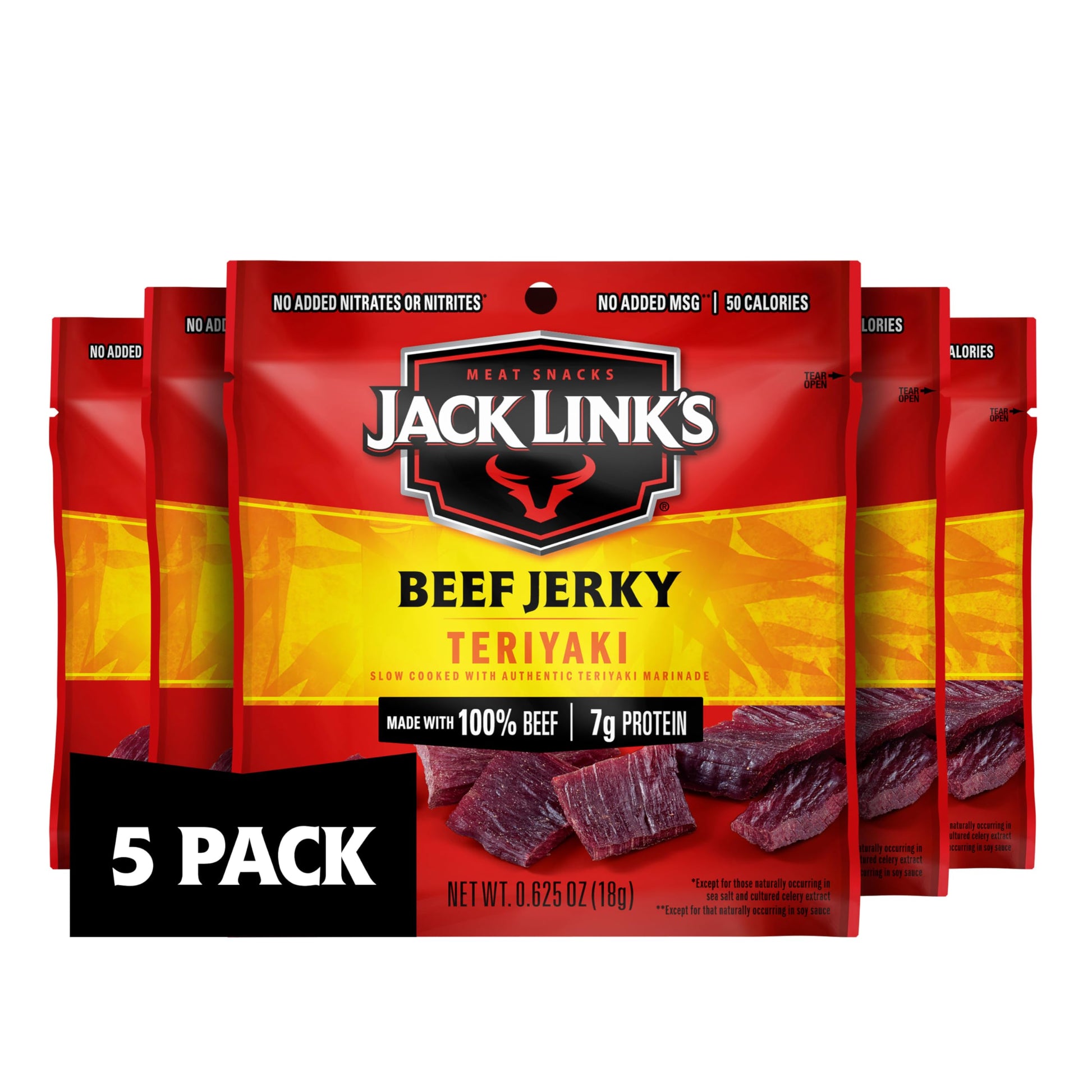 Jack Link's Beef Jerky Variety Pack - Original and Teriyaki - Desk Drawer Protein for Remote Workers and 10-Hour Shifts, 9 Single-Serve Bags
