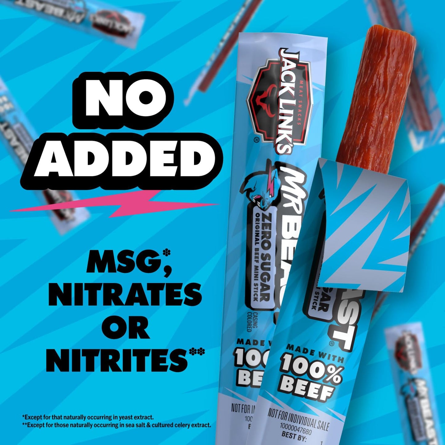 Jack Link's x MrBeast Zero Sugar Mini Beef Sticks – MrBeast Fan Gift Bundle for Birthday Parties, 12 Beef Sticks