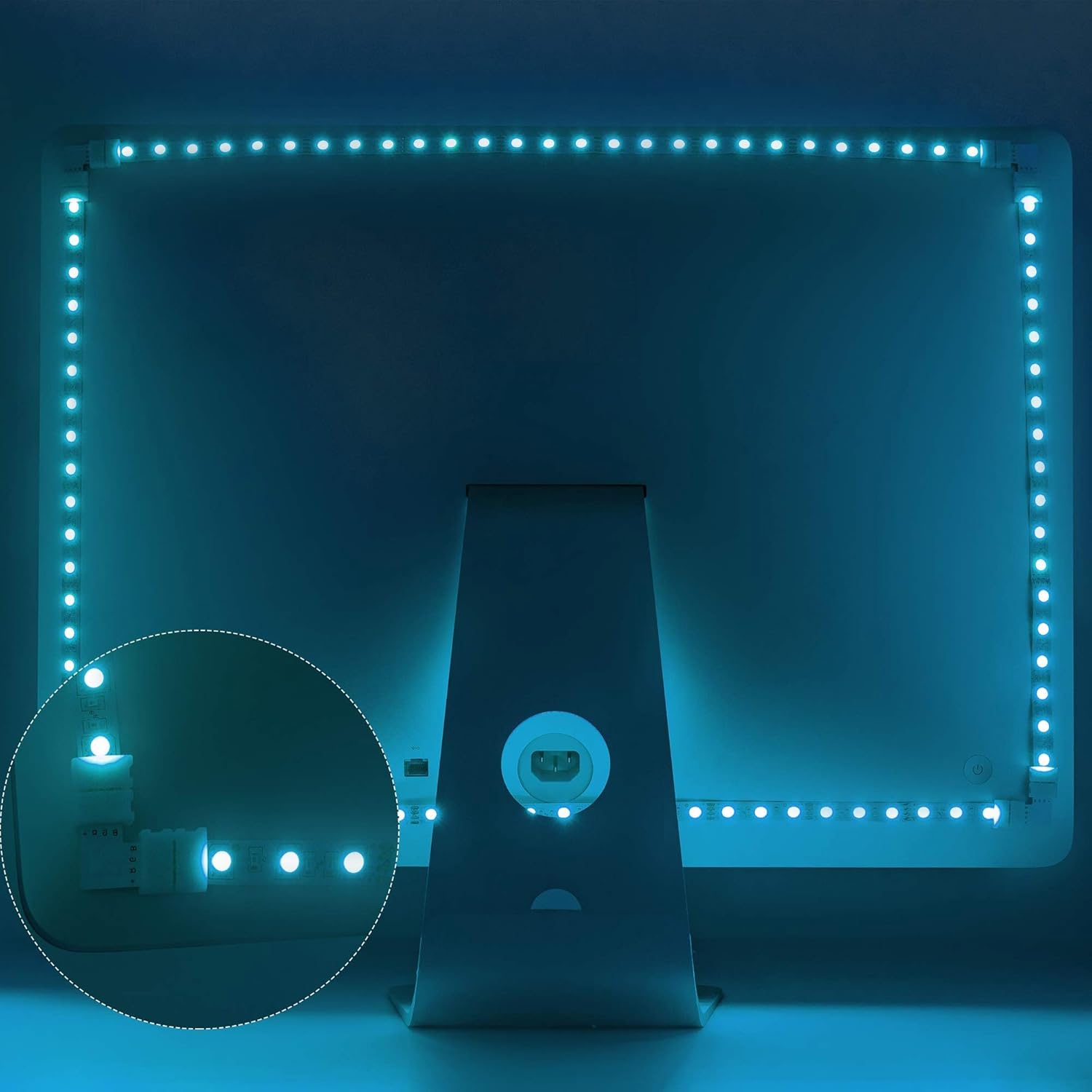 JACKYLED Corner LED Strip Connectors for Streaming Setup and Gaming Room RGB Accent Builds, 4-Pin 10mm
